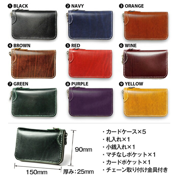 【ふるさと納税】ラウンドファスナーミドルウォレット＜全9色＞(150×90×厚み25mm) レザー 革 本革 レザー製品 革製品 財布 サイフ ルガトショルダー ギフト 名入れ 日本製 手縫い ハンドメイド ファッション 小物 サムライクラフト Samurai Craft【Stand Field】ta284 サムネイル2