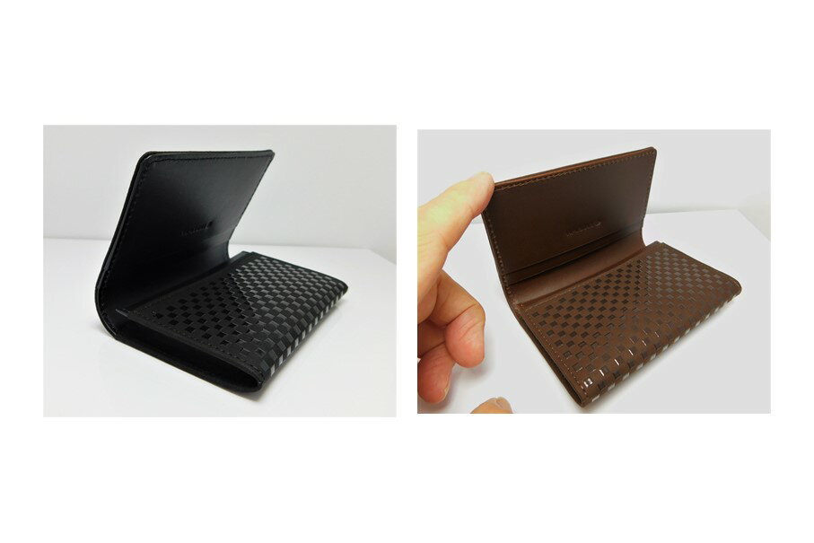 【ふるさと納税】名刺入 黒 茶 山梨 印伝 革 工芸品 オリジナルブランド INISHIE いにしえ 甲州印伝 k001-309 サムネイル2