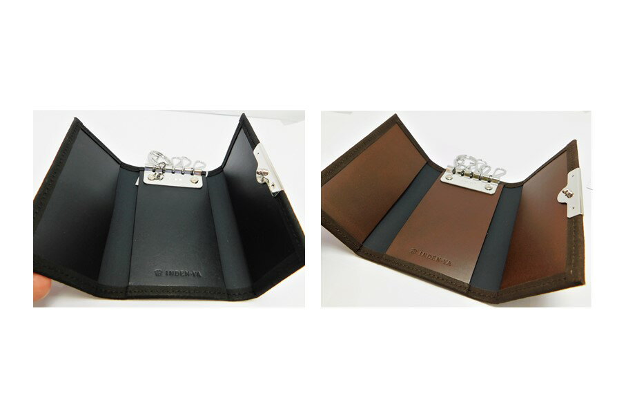 【ふるさと納税】キーケース 黒 茶 山梨 印伝 革 鹿革 工芸品 オリジナル ブランド INISHIE いにしえ 甲州印伝 k001-313 - 画像2
