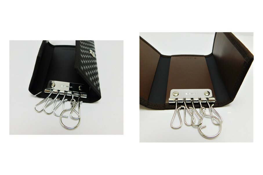 【ふるさと納税】キーケース 黒 茶 山梨 印伝 革 鹿革 工芸品 オリジナル ブランド INISHIE いにしえ 甲州印伝 k001-313 - 画像3