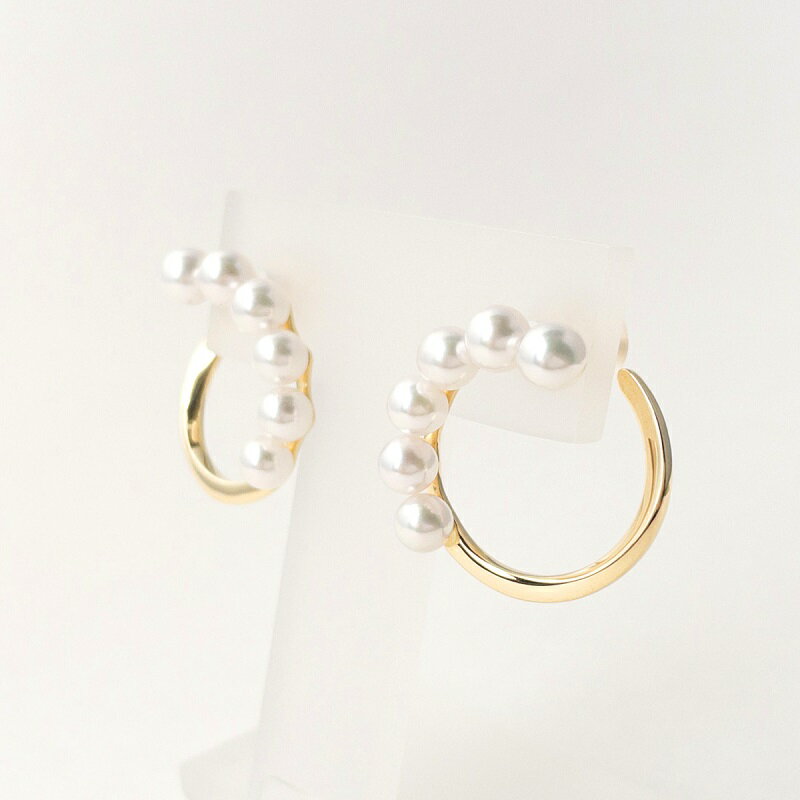 【ふるさと納税】＜ 甲府ジュエリー ＞ ピアス アコヤ 真珠 レディース アクセサリー パール K18 イエローゴールド サークル ギフト プレゼント 贈り物 ラッピング ケース付 鑑別書付 保証書付 k001-330 サムネイル2