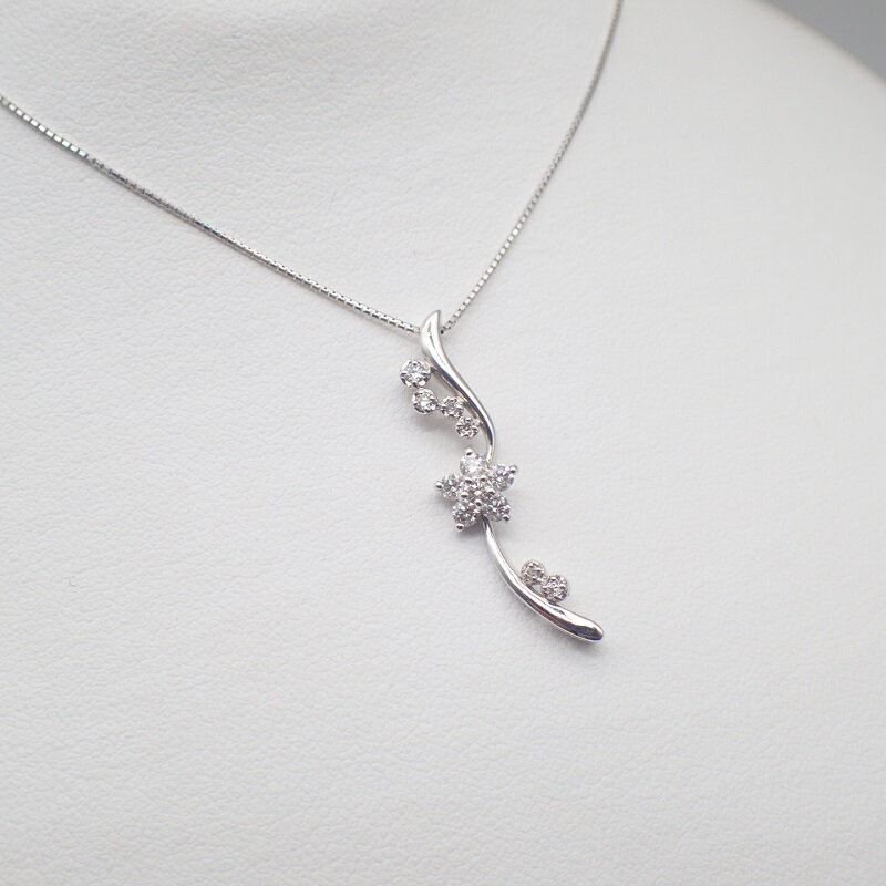 【ふるさと納税】＜ 甲府ジュエリー ＞ ネックレス ペンダント レディース K18 ホワイトゴールド ジュエリー アクセサリー ダイヤモンド トータル0.40ct 天然 チェーン 45cm 2WAY ジュエリーケース付 鑑別書付 保証書付 k125-014 サムネイル3