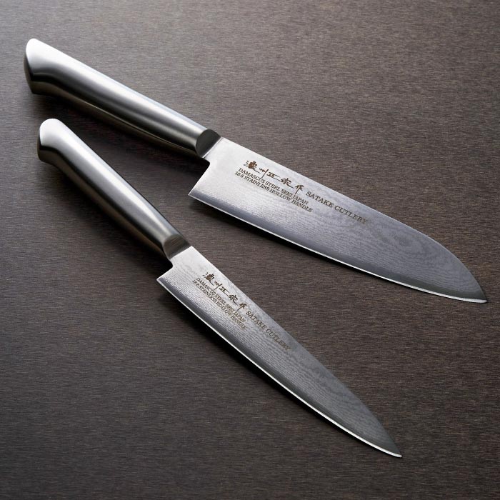 【ふるさと納税】濃州正宗作 オールステンレスダマスカス包丁2点セット 三徳包丁17cm ペティナイフ15cm 一体型 包丁セット (H30-35) 佐竹産業 積層鋼 おしゃれ キッチン用品 調理器具 日本製 引越し 新生活 贈り物・ギフトにも 送料無料 包丁セット【7営業日以内発送】 サムネイル3