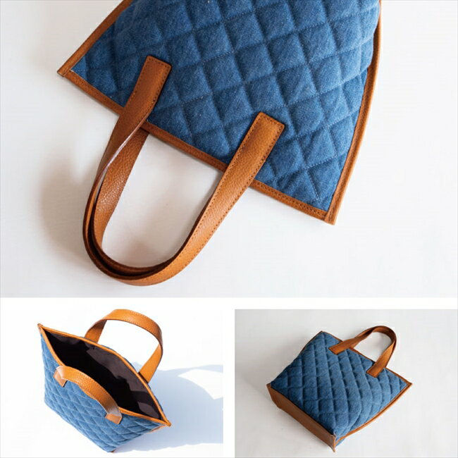 【ふるさと納税】【トートバッグ】デニム キルティング 本革 ハンドバッグ 【ak-54dk】（EE0587-SJ-V）【G1294558】 サムネイル2