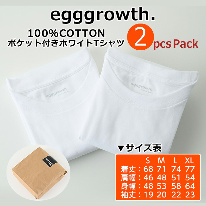 【ふるさと納税】＜数量限定＞ 肌にやさしい！5.6oz天竺コットン100％Tシャツ(2枚・S〜XL)インナー アウター 便利　ポケット付き 半袖 シンプル ホワイト 白 綿 MADE by OSAKA MINOO-CITY レディース メンズ【m35-01】【スポーツライフスタイルラボ】 サムネイル3