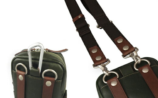 【ふるさと納税】豊岡産 牛革・軽量ミニショルダーバッグ CROSSROAD（505068グリーン）/ おしゃれ カバン かばん サムネイル3