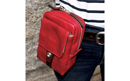 豊岡産 牛革・軽量ミニショルダーバッグ CROSSROAD（505068レッド）/ おしゃれ カバン かばん
