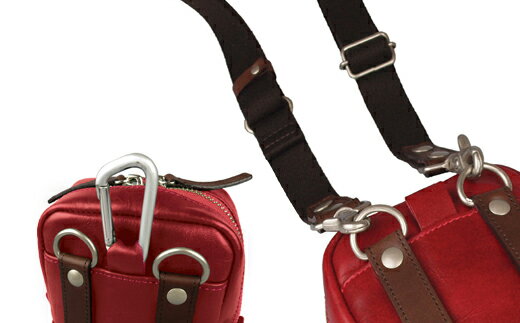 【ふるさと納税】豊岡産 牛革・軽量ミニショルダーバッグ CROSSROAD（505068レッド）/ おしゃれ カバン かばん サムネイル3