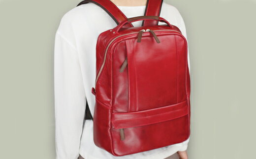 豊岡産 牛革・リュック CROSSROAD（505069レッド）/ おしゃれ カバン かばん