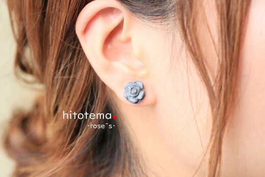 【大栄窯業】いぶし銀の輝き！！　手作り瓦のイヤリング（ローズ）