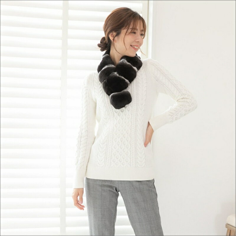 【ふるさと納税】ミクロの感触 ブラックパールチンチラD／Fマフラー サムネイル2