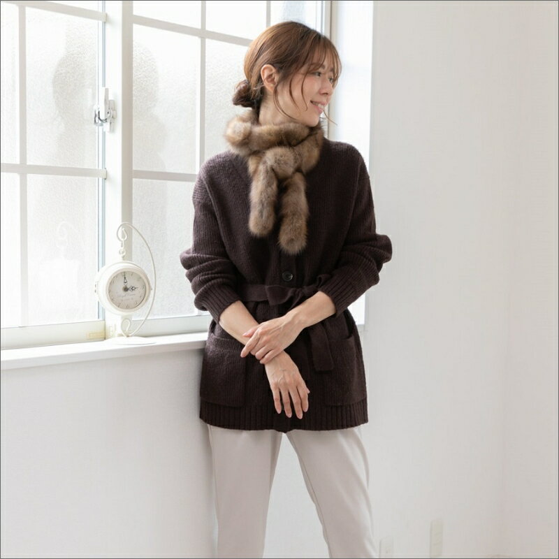 【ふるさと納税】毛皮の王様 ロシアンセーブルロングマフラー　ワイルド サムネイル2