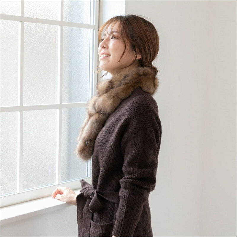 【ふるさと納税】毛皮の王様 ロシアンセーブルロングマフラー　ワイルド サムネイル3