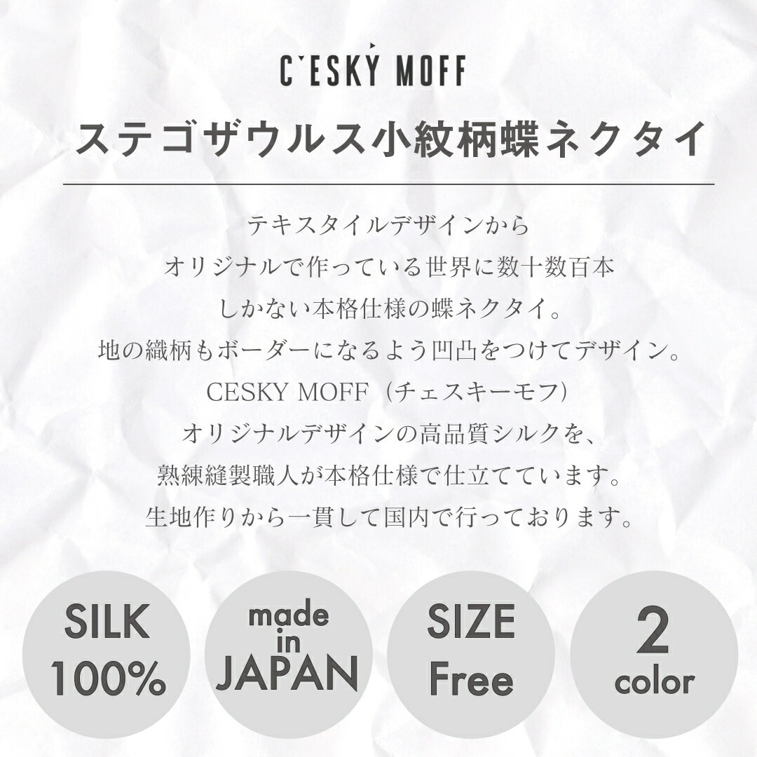 【ふるさと納税】 ネクタイ 蝶ネクタイ 男性用 シルク 100％ プレゼント 贈答 ギフト ラッピング可 日用品 社会人 小紋柄 小紋柄 2色 ステゴサウルス ふるさと納税 FO002 サムネイル2