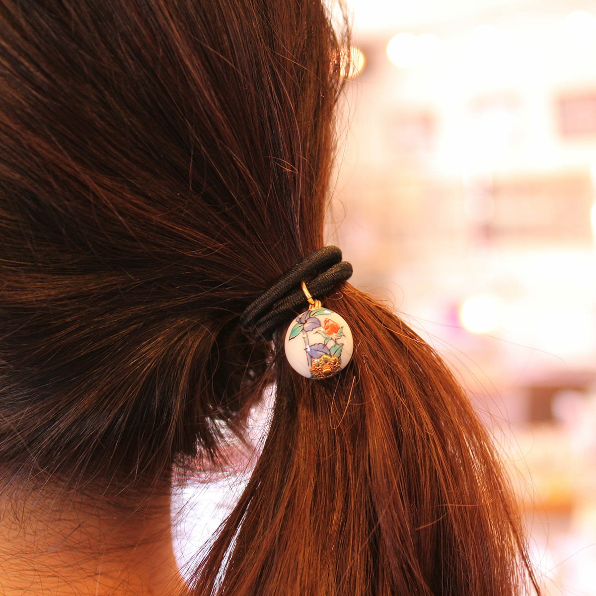 【ふるさと納税】二宮閑山 有田焼磁器玉ヘアゴム5個セット 桜・薔薇・菖蒲・梅・クローバー おしゃれ アクセサリー 磁器 A15-367 サムネイル2