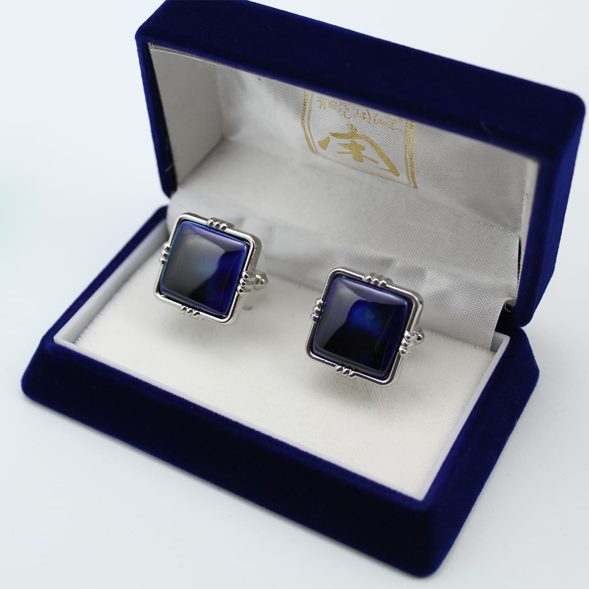 二宮閑山 有田焼カフスボタン るりブルー A20-237