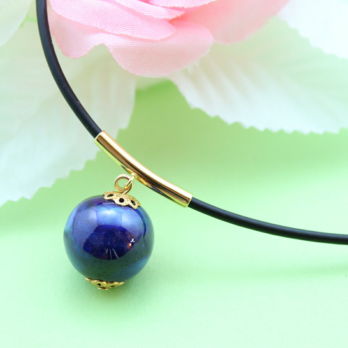 【ふるさと納税】二宮閑山 有田焼磁器玉ペンダント2個セット（しろブルー・るりブルー） おしゃれ アクセサリー 磁器 A12-224 - 画像3