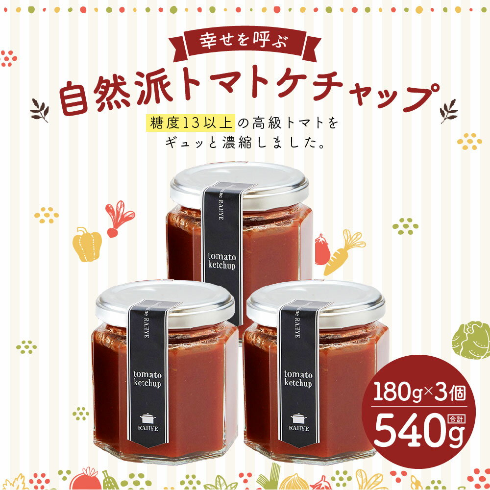 【ふるさと納税】幸せを呼ぶ自然派トマトケチャップ 180g×3個 合計540g ケチャップ トマト トマトケチャップ 調味料 ギフト 贈り物 九州産 国産 送料無料 サムネイル2
