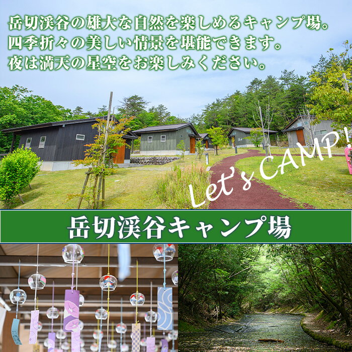 【ふるさと納税】岳切渓谷キャンプ場 ご宿泊券(バンガロー15人用・1棟1泊)アウトドア 体験 キャンプ チケット 旅行 宿泊【104800400】【宇佐市役所院内支所産業建設課】 サムネイル2