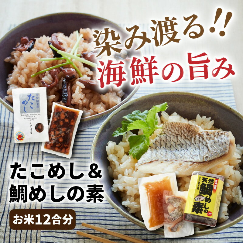 【ふるさと納税】たこめし 鯛めし 素 12合分 セット 6パック 各3パック 海鮮 旨味 簡単 調理 炊くだけ 炊き込みご飯 海鮮 国産 大分 九州 おうちごはん おうちグルメ 本格 食欲 大人 子供 お取り寄せ グルメ 送料無料 サムネイル2