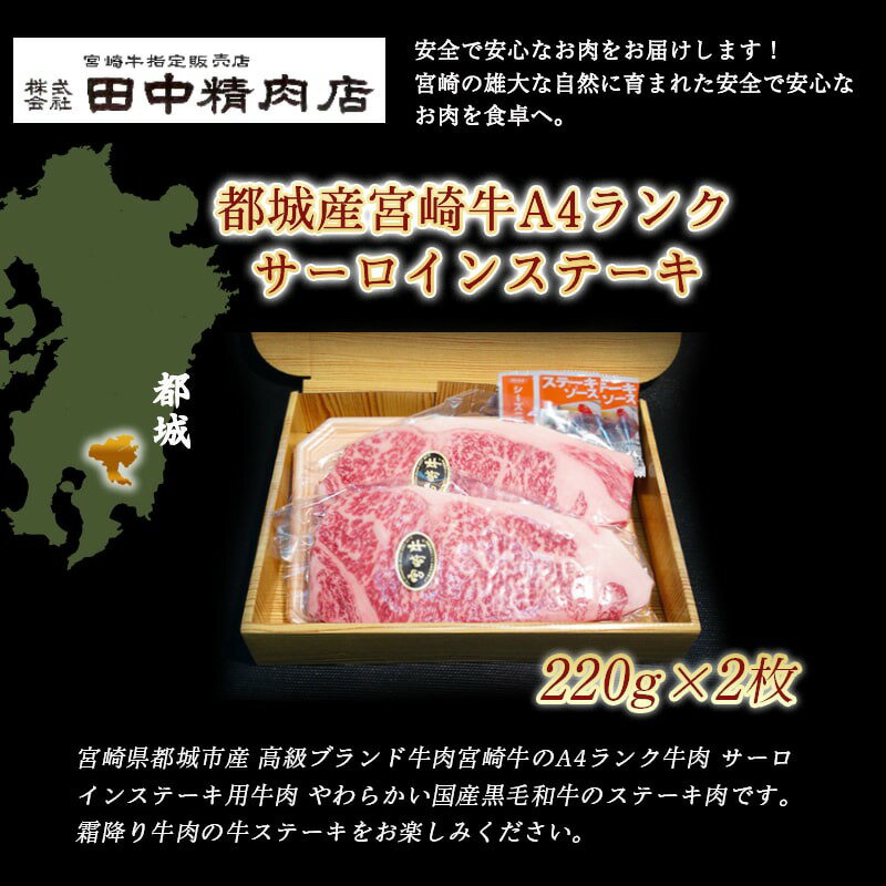 【ふるさと納税】都城産宮崎牛サーロインステーキ - 牛ステーキ A4ランク以上 国産黒毛和牛 ビフテキ 鉄板焼き 宮崎牛指定販売店 ギフト 贈答用 送料無料 MA-2411【宮崎県都城市は2年連続ふるさと納税日本一！】 サムネイル3