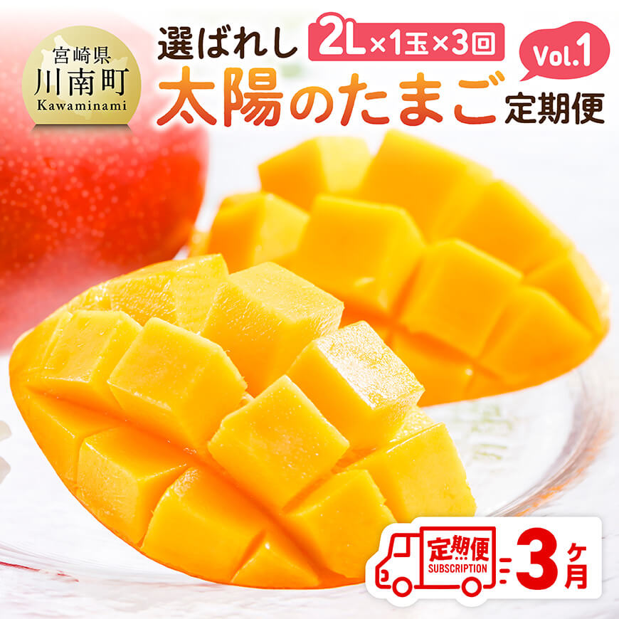 【3ヶ月定期便】選ばれし太陽のたまご定期便Vol.1 - 川南町産 くだもの マンゴー C11708t3