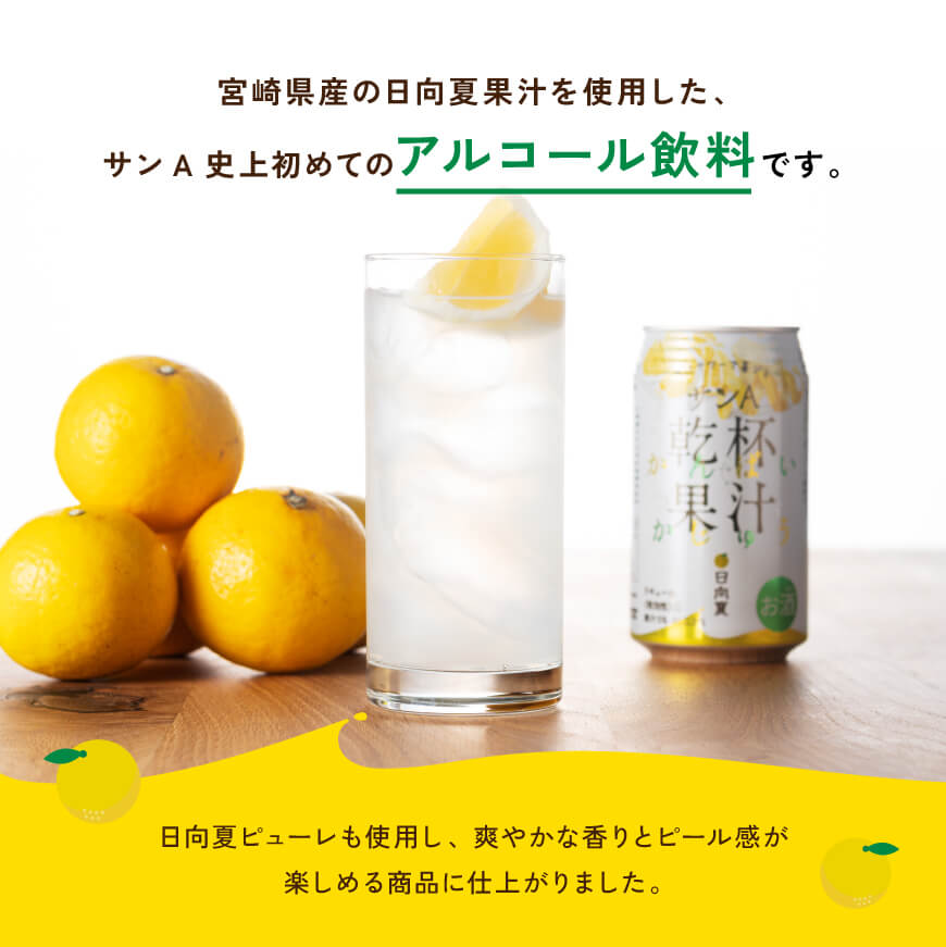 【ふるさと納税】【地域限定】 サンA酎ハイ「乾杯果汁」2種セット計48本【酒 お酒 チューハイ 日向夏(度数3%) へべす(度数5%) セット リキュール アルコール 】女子会 宴会 パーティー おうち時間 2種 家飲み 長期保存 無糖 平兵衛酢 E3001 サムネイル2