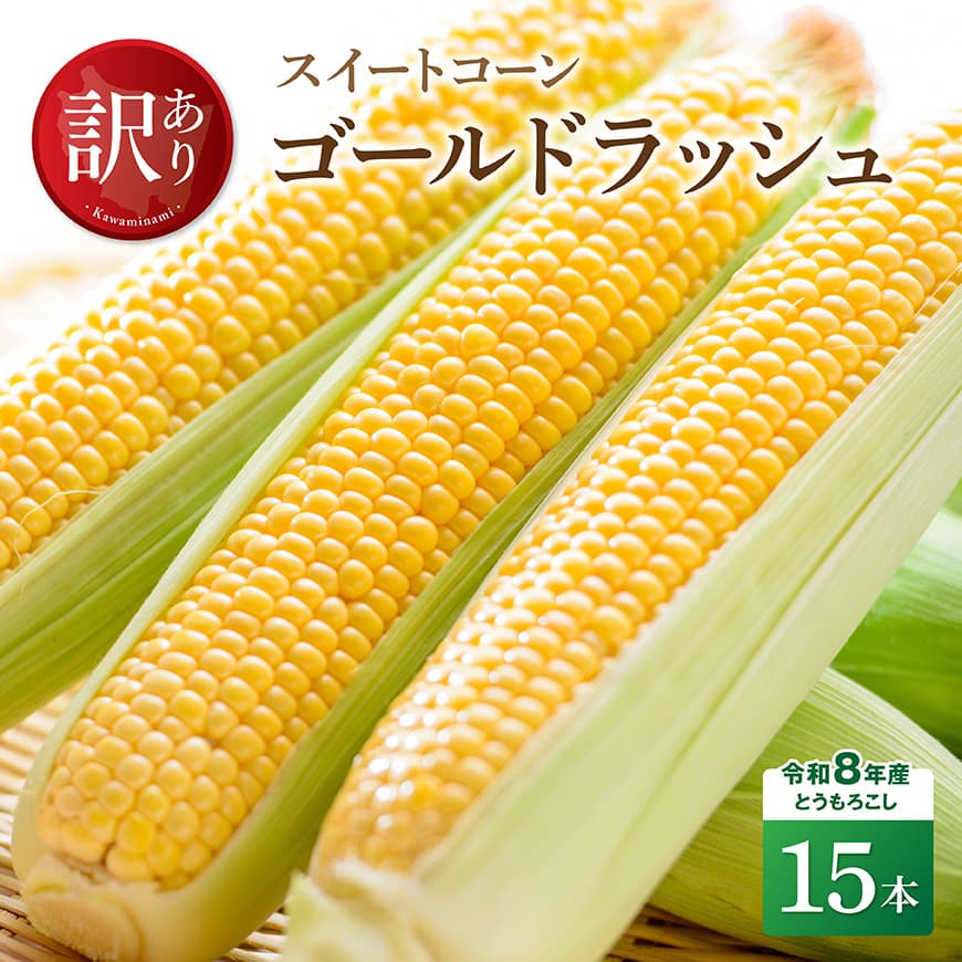 【訳あり】令和8年産とうもろこし　スイートコーン「ゴールドラッシュ」15本 - とうもろこし とうきび トウモロコシ 先行予約 朝どれ 野菜 宮崎県産 川南町産 国産 新鮮 農家直送 産地直送 季節限定 送料無料 宮崎県川南町 C09103