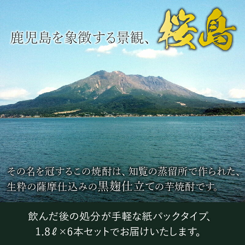 【ふるさと納税】紙パック入焼酎 「黒桜島」 1.8L×6本セット サムネイル3