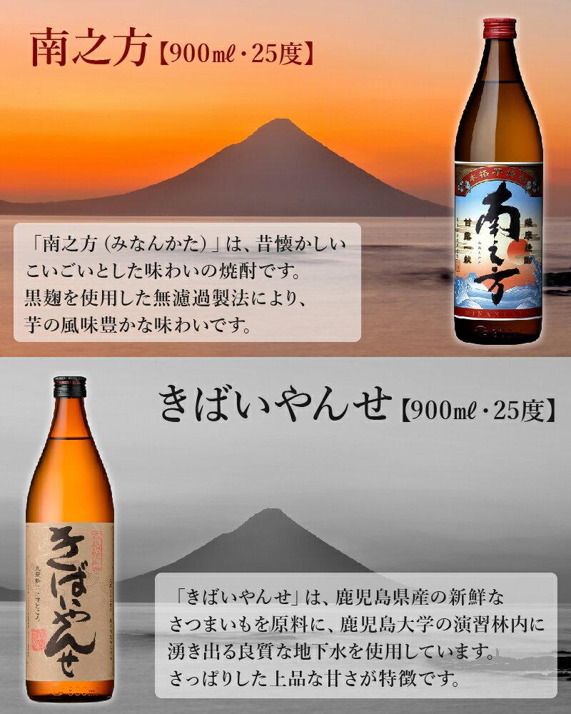 【ふるさと納税】鹿児島限定焼酎 「南之方・きばいやんせ」900mlセット サムネイル3