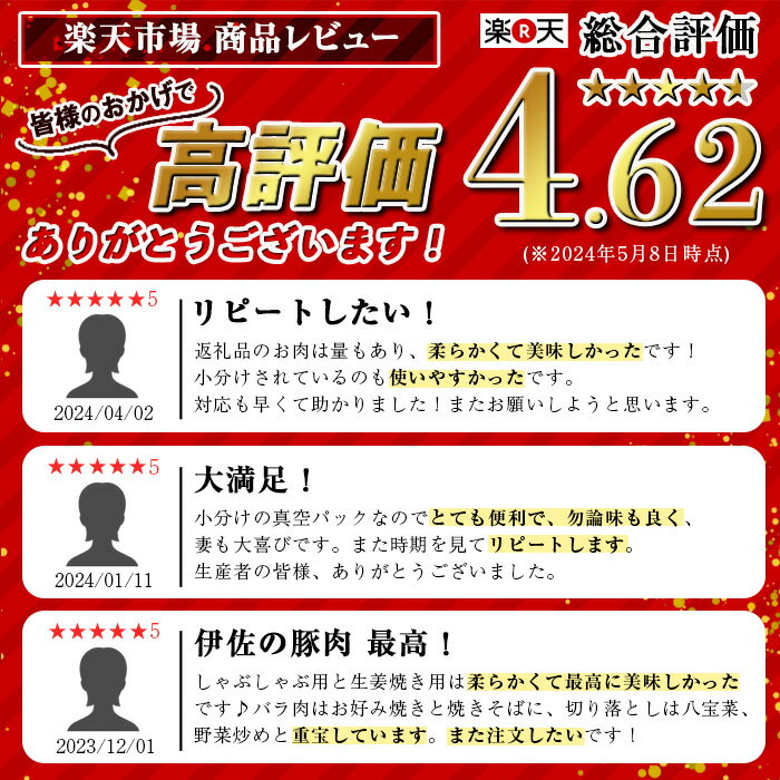 【ふるさと納税】〈選べる配送回数〉九州産 豚肉4種セット (合計2.25kg(1回) or 合計6.75kg(3回)) 国産 切り落とし バラスライス 肩ロース ロース しゃぶしゃぶ 生姜焼き 真空包装 小分け 冷凍【サンキョーミート株式会社】 サムネイル2