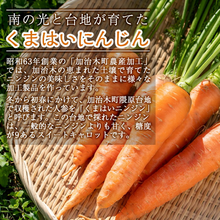 【ふるさと納税】甘さ凝縮！くまはいニンジン・キャロットギフトA(ジュース大3本、ジュース黒酢小1本、ジャム2個)国産 加治木町産 人参 にんじん ニンジン 人参ジュース 野菜ジュース ジュース 黒酢 くまはい 詰合せ セット【加治木町農産加工】 サムネイル2