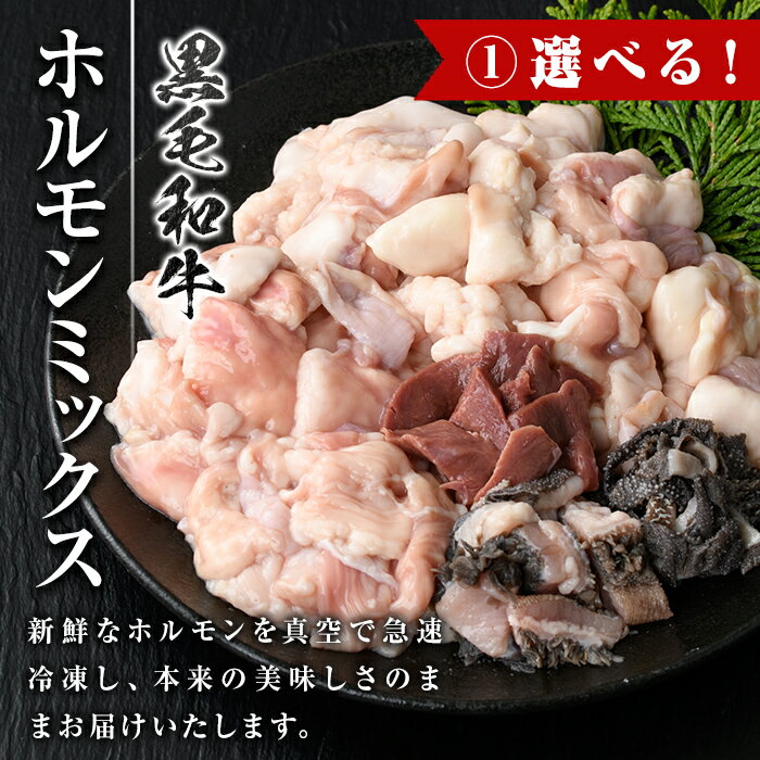 【ふるさと納税】＜容量・部位が選べる！＞鹿児島県産 黒毛和牛 ホルモン ミックス (計800g〜計2.4kg) 国産 和牛 牛肉 牛ホルモン ミックスホルモン ハツ モツ センマイ しま腸 丸腸 冷凍 もつ鍋 焼肉 真空パック 小分け 定期便 全3回 隔月発送 【新村畜産】 サムネイル3