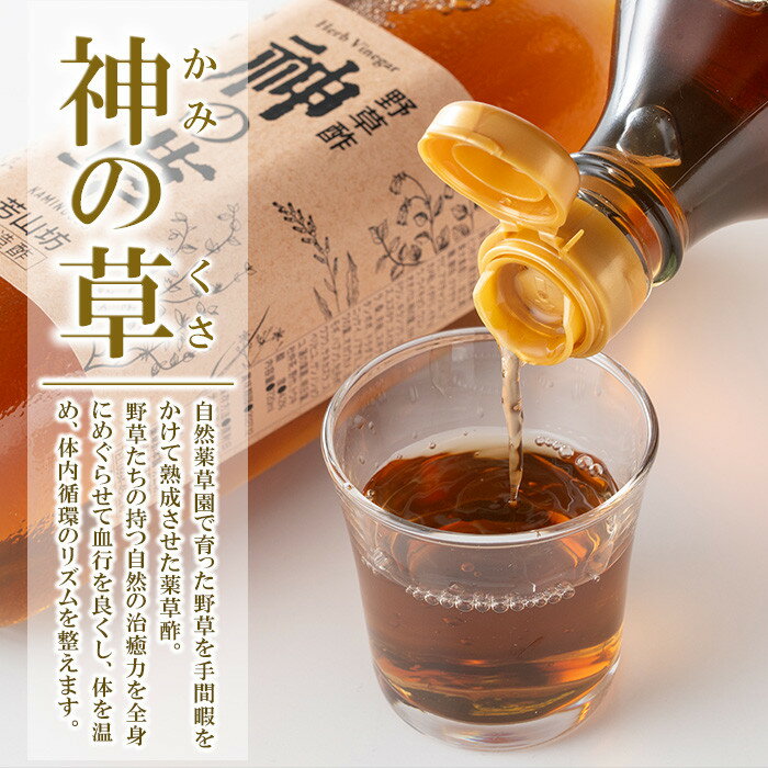 【ふるさと納税】野草酢「神の草」(1本・720ml) 肝付町 鹿児島 国産 ドリンク 酢 お酢 飲むお酢 飲む酢 健康 ミネラル 黒糖 ビネガー【芳山坊】 サムネイル3
