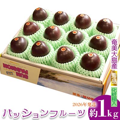 2026年発送【奄美大島産】秀品パッションフルーツ 約1kg 化粧箱入 鹿児島県 奄美群島 奄美大島 龍郷町 国産 奄美産 青果 果物 くだもの フルーツ 果物時計草 南国 トロピカル 初夏の果実 さわやか 甘酸っぱい 秀品 お取り寄せ 先行予約 数量限定