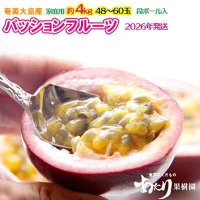 2026年発送【あたり果樹園】奄美パッションフルーツ 家庭用 約4kg 鹿児島県 奄美群島 奄美大島 龍郷町 国産 奄美産 果物 青果 くだもの フルーツ 南国 トロピカル 初夏の果実 果物時計草 さわやか 甘酸っぱい 家庭用 お取り寄せ 先行予約 数量限定