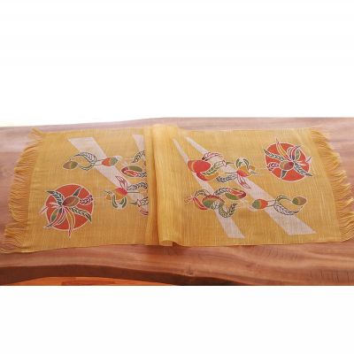 【ふるさと納税】紅型ショール　マンゴー フクギ【藤崎紅型工房】 伝統 工芸 名護 民芸 おみやげ 文化 びんがた 作品 沖縄 お土産 絹 染物 ギフト プレゼント 鮮やか 色合い 逸品 おすすめ 人気 贈答品 サムネイル2