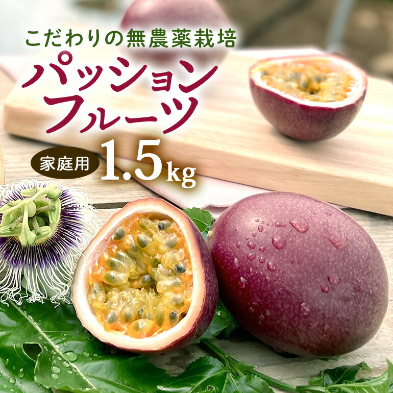 【 先行予約 2026年 発送 】こだわりの無農薬栽培 パッションフルーツ 1.5kg ＜ご家庭用＞ 果物 フルーツ くだもの 1.5キロ 沖縄 果実 南国フルーツ 沖縄県産 美味しい 甘い あまい 甘み 酸味 爽やか 産地直送 農家直送 産直 家庭用 沖縄県 糸満市 送料無料