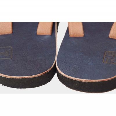 【ふるさと納税】 【革人】もとぶ牛　革ぞうり藍染（フラットソール・男女兼用） サムネイル2