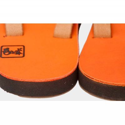 【ふるさと納税】【革人】もとぶ牛　革ぞうりオレンジ（フラットソール・男女兼用） サムネイル2