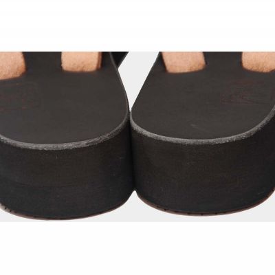 【ふるさと納税】【革人】もとぶ牛　革ぞうりブラック（ミドルヒール・女性専用） サムネイル2