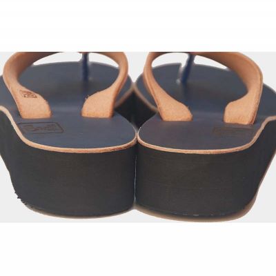 【ふるさと納税】【革人】もとぶ牛　革ぞうり藍染（ミドルヒール・女性専用） サムネイル2