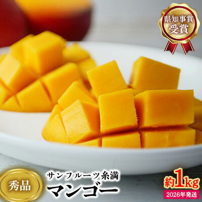 【2026年発送】県知事賞受賞　サンフルーツ糸満　マンゴー秀品　約1kg 産地直送 先行予約 フルーツ 果物 くだもの アップルマンゴー アップル アーウィン種 濃厚 デザート 贅沢 旬の果物 甘い おすすめ プレゼント 贈答 冷蔵 国産 沖縄 沖縄県産