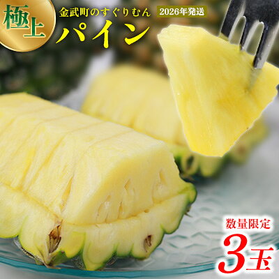 2026年発送【数量限定】ひとくちぼれ 金武町のすぐりむん（極上）パイン 3玉 パイナップル ぱいなっぷる パインアップル ぱいんあっぷる 国産 ギフト ボゴール スナック パイン 夏 贈答品 贈り物 プレゼント フレッシュ 土産 お取り寄せ フルーツ 果物