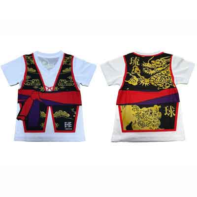 【ふるさと納税】沖縄を愛する人の必須アイテム！子供用エイサー柄Tシャツ「ハッピ柄」 サムネイル3