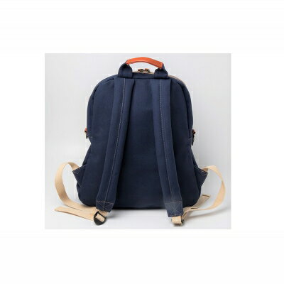 【ふるさと納税】「琉球帆布」ビーンズリュック / ネイビー - 帆布 布 バッグ 鞄 かばん ユニセックス 手づくり ハンドメイド 合わせやすい 紺 ネイビー 人気 シンプル おしゃれ 使うほど 馴染む 牛革 定番 琉球帆布 伝統技術 沖縄県 八重瀬町【価格改定】 サムネイル2