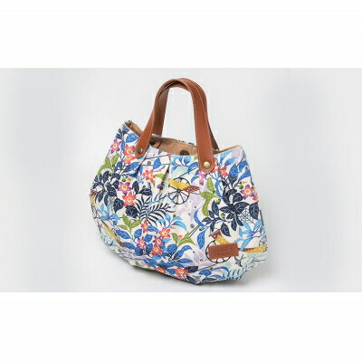 【ふるさと納税】「琉球帆布」アートパンプキンバッグ きらきらシークヮーサー - 8号帆布 琉球紅型 人気 紅型作家 宮城守男 おしゃれ レディース ファッション お出かけ かばん 鞄 手仕事 手づくり ハンドメイド 琉球帆布 伝統技術 沖縄県 八重瀬町【価格改定】 サムネイル2