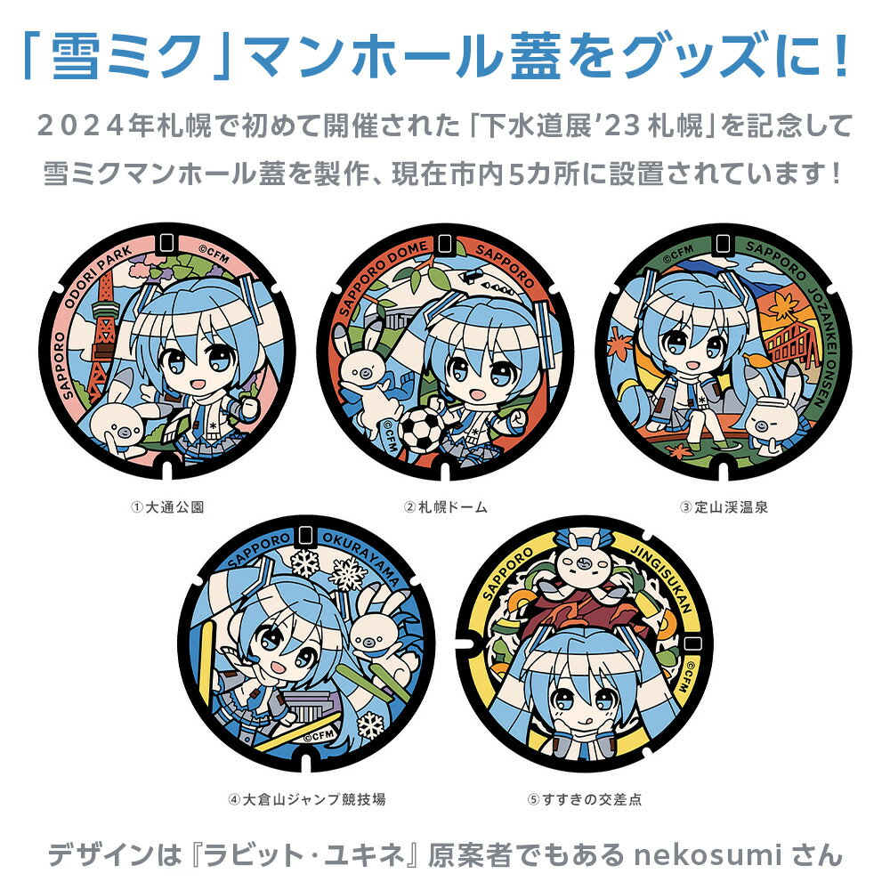 【ふるさと納税】 ハンカチ タオル 雪ミク 初音ミク マンホール 5種セット 直径約18cm 5枚セット グッズ タオルハンカチ 雑貨 日用品 ギフト ご当地 下水道展'23札幌 オリジナル デザイン nekosumi 北海道 札幌市 サムネイル2