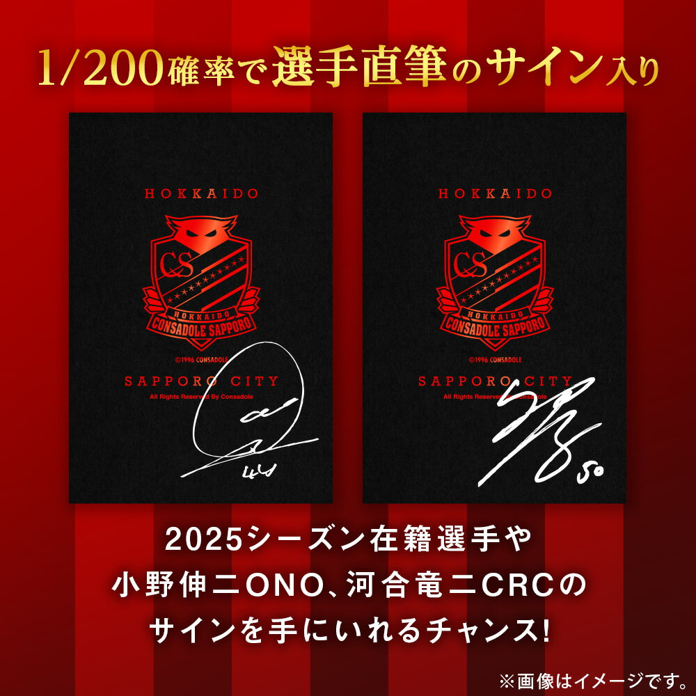 【ふるさと納税】 北海道コンサドーレ札幌 ポストカード ふるさと納税限定 【1/200の確率で選手直筆のサイン入り】 オリジナルポストカード 小野伸二ONO 河合竜二CRC コンサドーレ サッカーチーム グッズ 文具 黒 ロゴ入り 北海道 札幌市 - 画像2