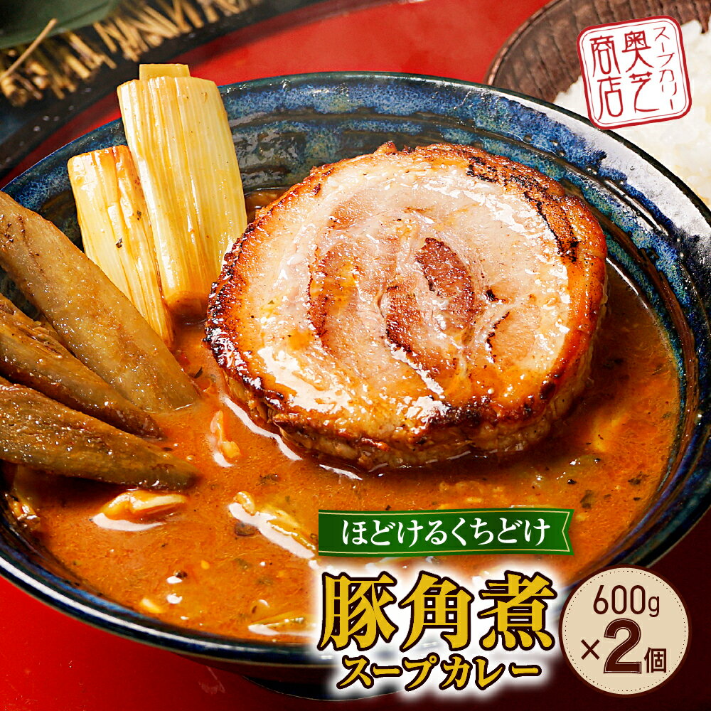 【ふるさと納税】 豚 角煮 スープカレー 600g×2個 2～4人前 奥芝商店 トロトロ 豚角煮 豚肉 ポーク カレー パウチ グルメ ご当地 お取り寄せ 専門店の味 レトルト 人気 冷凍 ギフト プレゼント 贈答 贈り物 北海道 札幌市